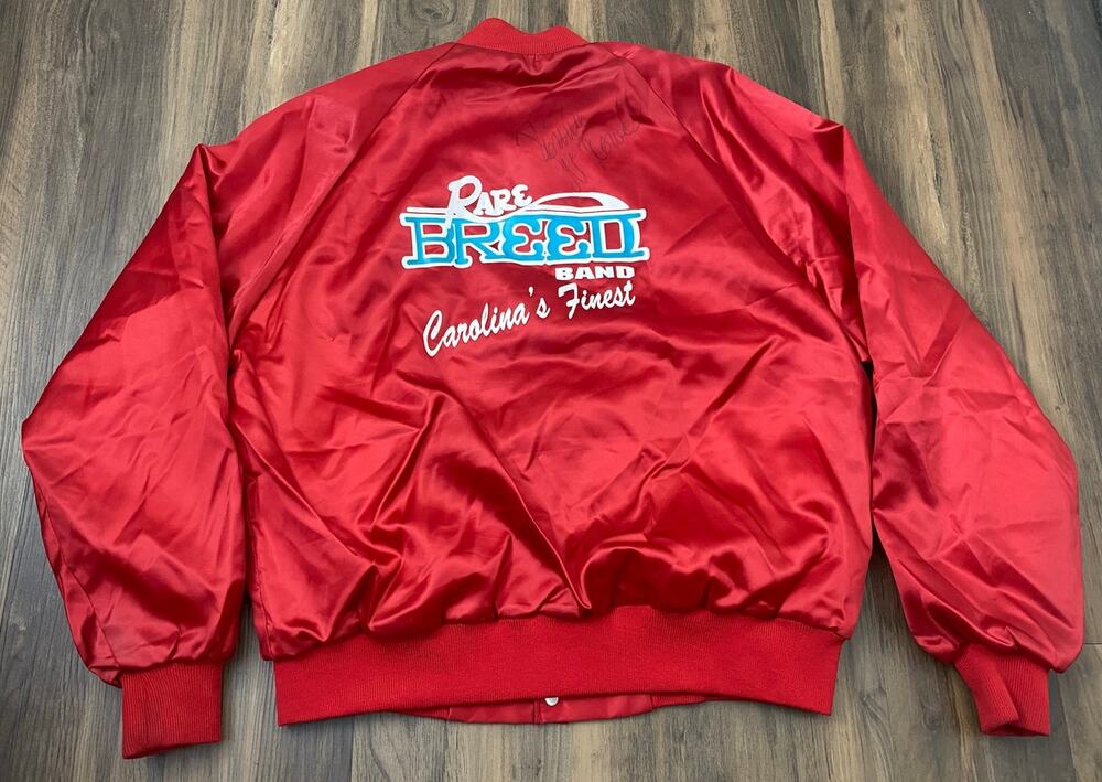 VTG 90s Auburn USA "Rare Breed Band" Carolina's Finest signed bomber jacket XL
